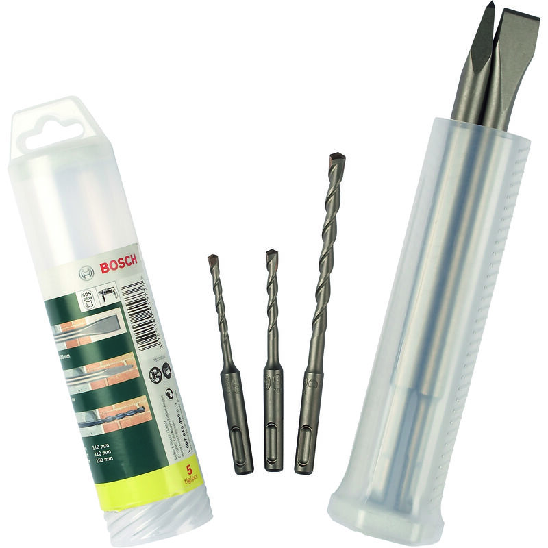 

BOSCH 2607019455 Set 5 cinceles SDS-plus y set brocas martillo perforador