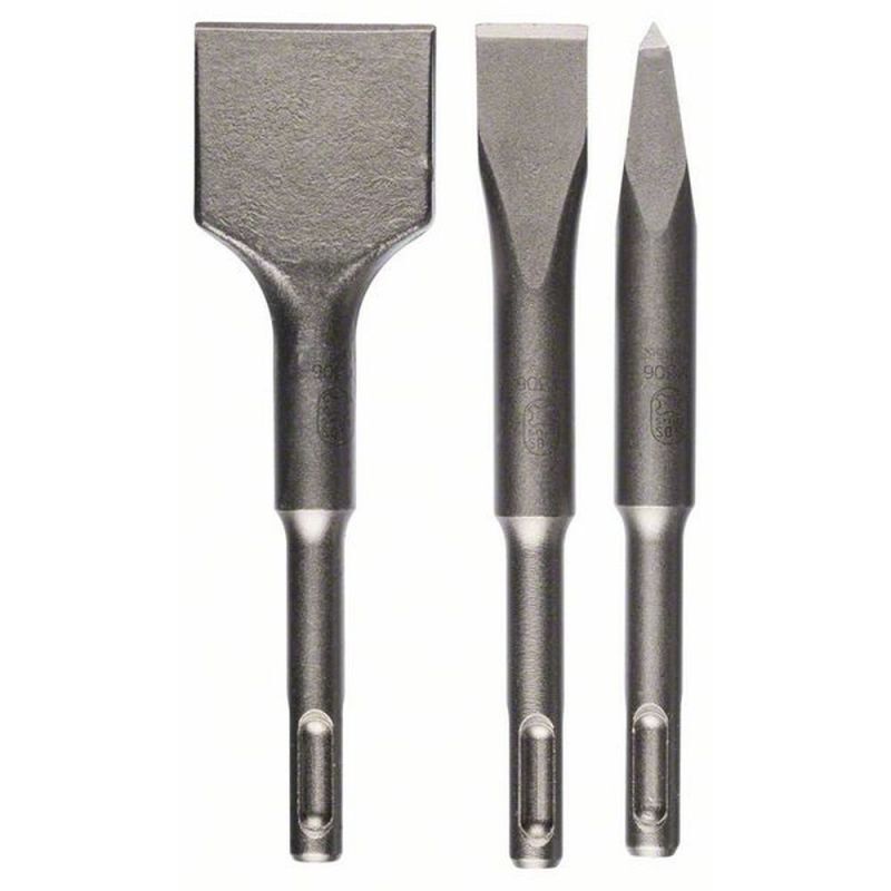 Bosch – Coffret de burins SDS plus 3 pièces pour béton et brique – Burin plat 20mm, burin à bêche 40mm – 2608690180