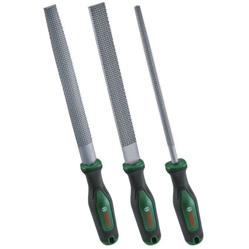 Bosch Set de 3 râpes râpes à bois robustes platesrondesdemi rondes acier au carbone dur - vue 4