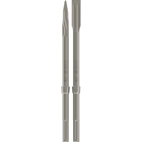 Bosch – Set de 4 burins SDS-Max pour béton – 2 burins plats 400x25mm et 2 pointus 400mm – Technologie Rtec – Capacité d'enlèvement 30% – 2607017368