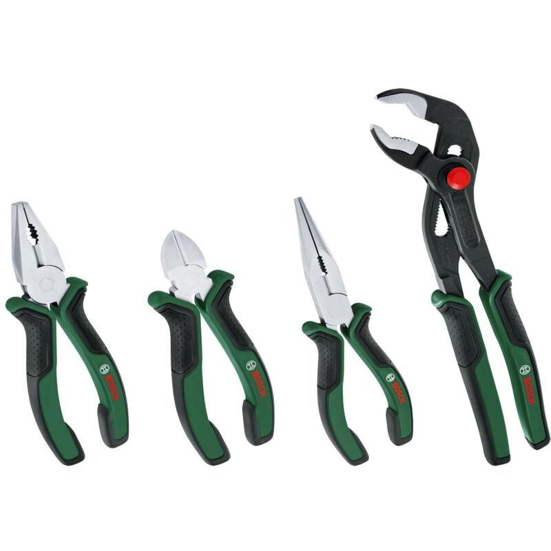 Bosch - set de 4 pinces (coupante diagonale précise et durable, universelle, a bec long et multiprises) 1600A02W7K