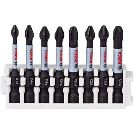Bosch – Set de 8 embouts pour visseuse Impact Control – Empreinte torx – Longueur 50mm – Pour matériaux durs – Coffret de rangement inclus