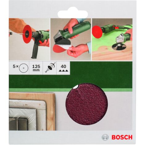 BOSCH - Set de hojas de lija de 5 piezas para taladro D= 125 mm