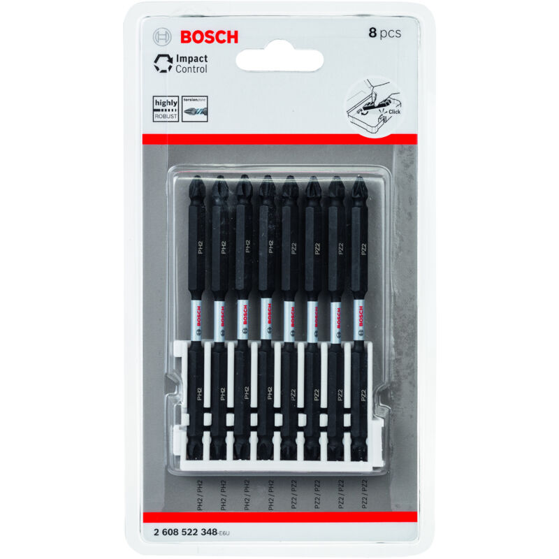 Bosch - Impact PH2x4 Pz2x4 Pointe de vis : 110mm : Insert 8 pièces 2608522348