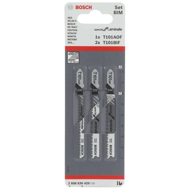 Scheda di 3 lame Bosch 2 x T101BIF + 1 x T101AOF Taglio speciale del parquet - 2608636429