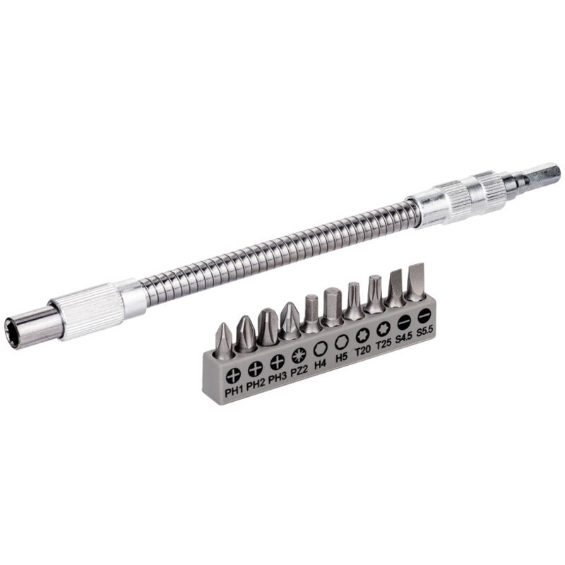 Bosch - Confezione 10 punte per cacciavite + prolunga flessibile 200 mm - 2608522376