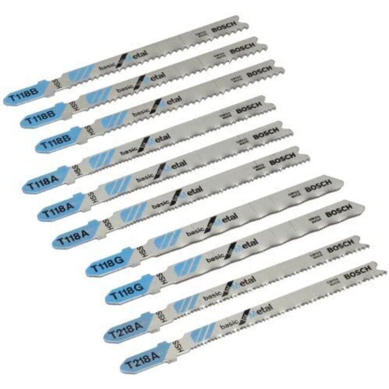 Accessories 2607010631 Set di 10 lame per seghetto alternativo Basic for Metal, attacco a t - t 218 a, t 118 g, t - Bosch