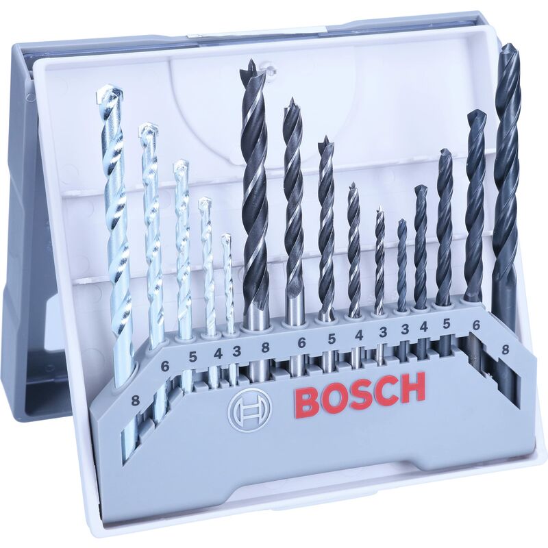 Image of Professional Set da 15 Pezzi di punte miste, per metallo, legno e pietra, accessorio per trapano avvitatore - Bosch