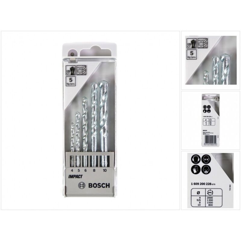 Bosch - 1609200228 - Set da 5 punte per trapano elicoidali per cemento