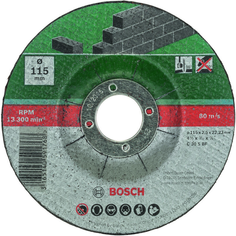 

BOSCH 2609256334 Set discos tronzar 5 piezas, acodado piedra Ø 115 mm
