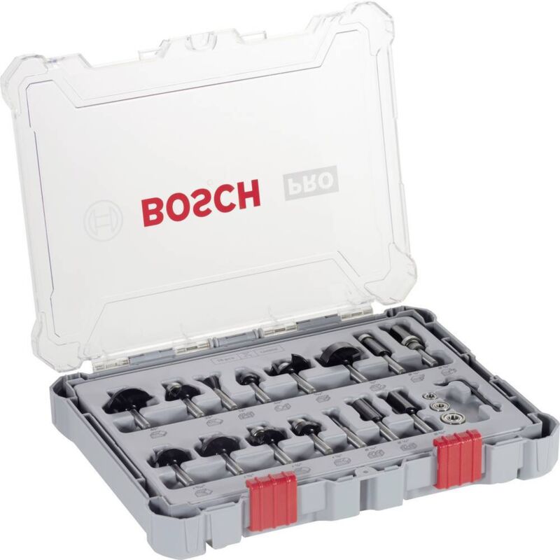Bosch - Kit di frese, codolo da 1/4 pollici, 15 pezzi Accessories 2607017473