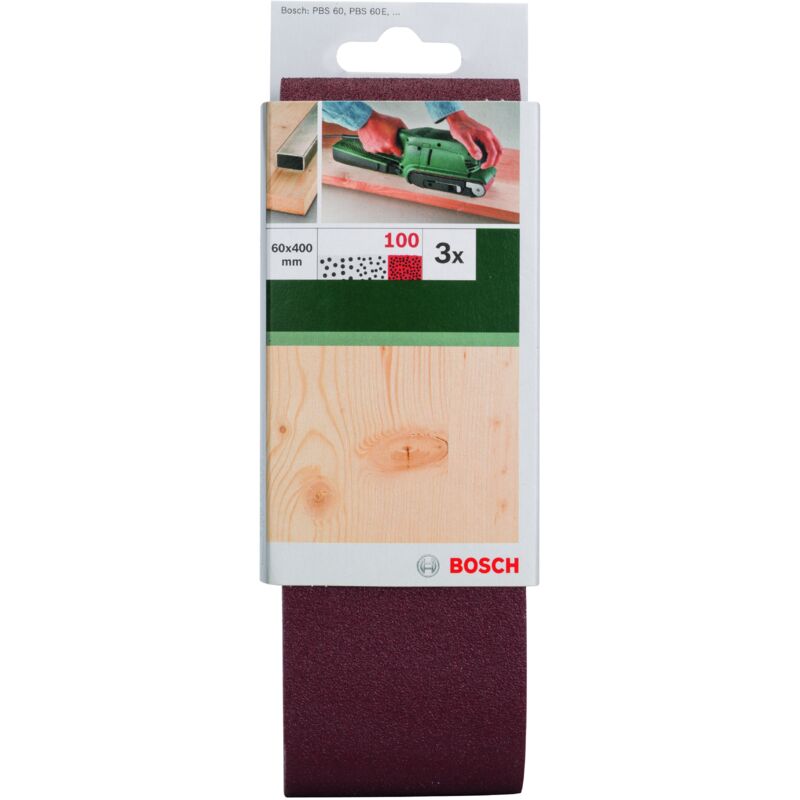 

2609256190 Set hojas lija lijadora banda, calidad roja Gr.100 - Bosch