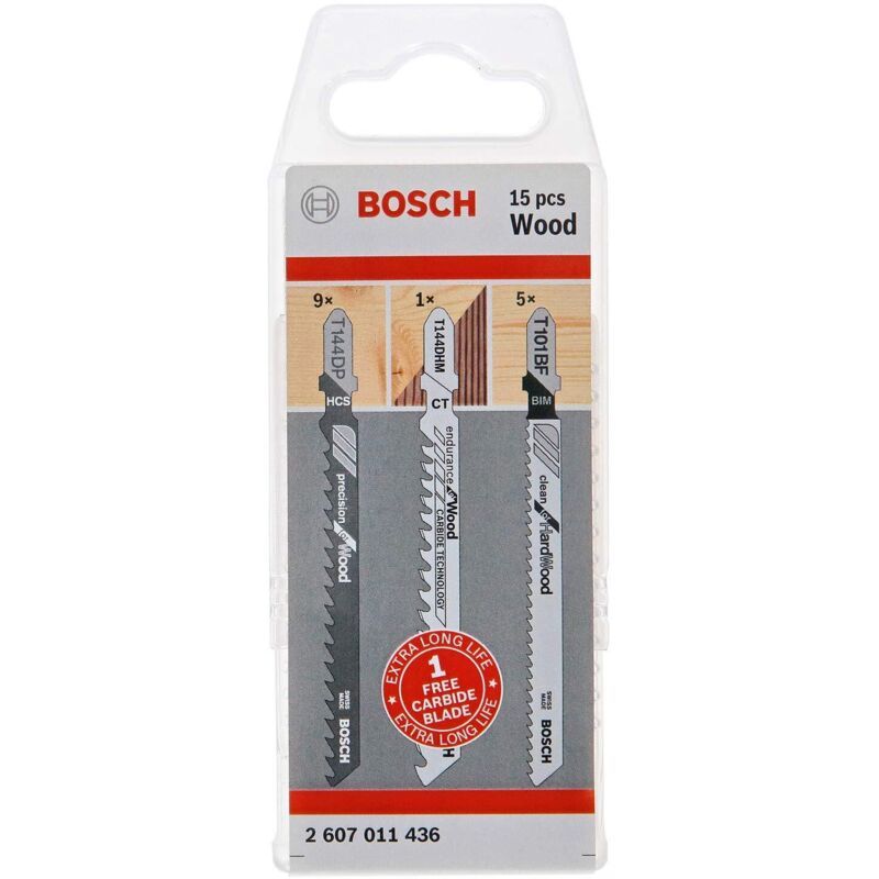 Set di 15 Lame per seghetto alternativo per legno Bosch 2 607 011 436)