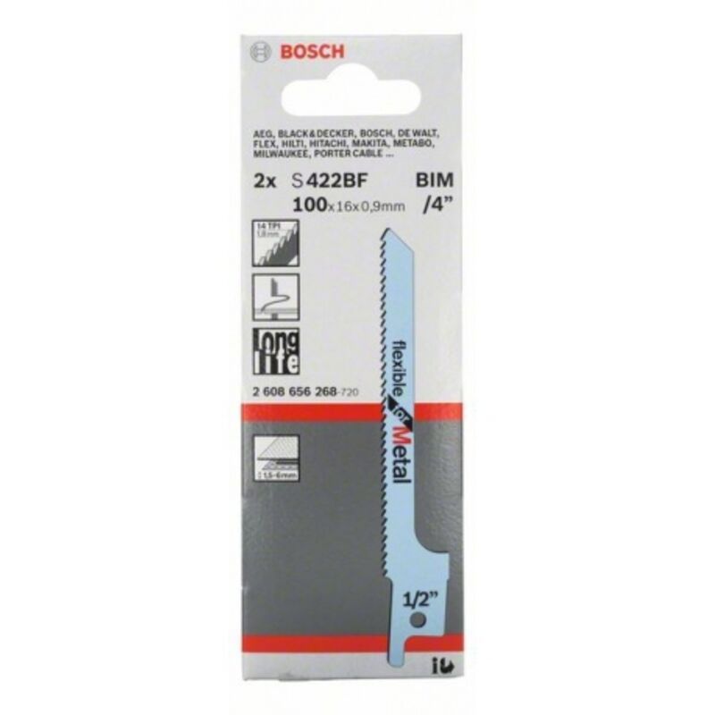 Bosch - Set di 2 lame universali s 422 bf flessibili per metallo 2608656268