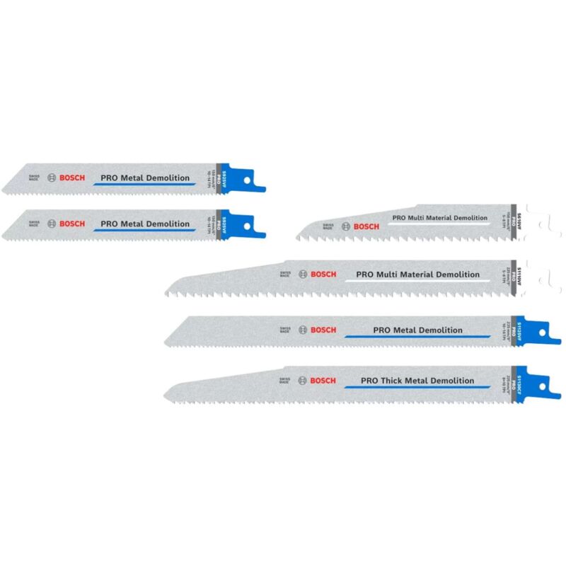 Setde 6 lame de sega a sciabola pro Demolizione, 6 pezzi, (per tubi e profili de metallo, metalli non ferrosi, lunghezza mm, accessori professionali