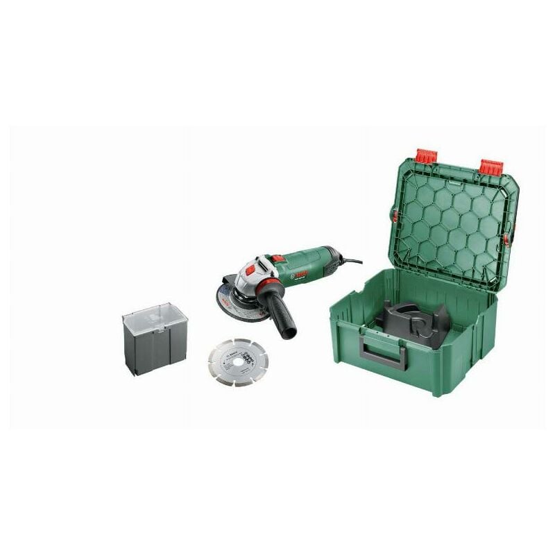 Image of Smerigliatrice angolare 1 pws 850-125 Bosch 2 accessori + 1 cassetta degli attrezzi SystemBox - 06033A270A