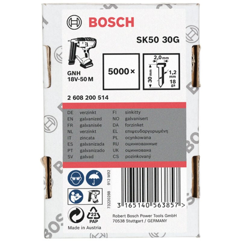 Image of Perno a testa svasata SK50 30G, 1,2 mm, 30 mm, zincato, confezione da 5000 pezzi cod013