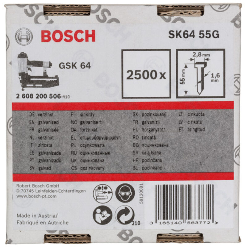 Bosch - 2608200506 SK64 55G - Chiodo con testa svasata, 1,6 mm, 16 g