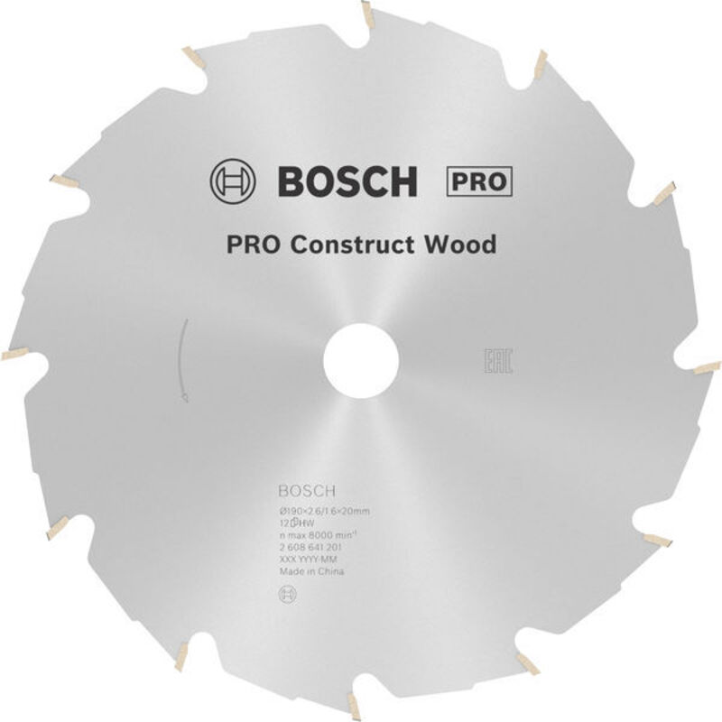 Bosch - Standard for Construct Wood Lama per sega circolare 190x20 mm per legno chiodato