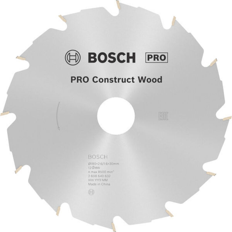 Image of Bosch - 2 608 640 632 - de Lama Construct Lama circolare per legno (180 x 30/20 x 2,6 mm, 12) cod013