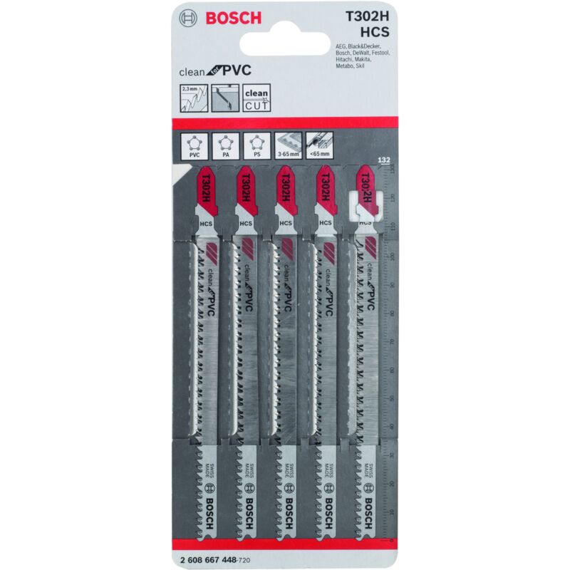 

2608667448 Hoja de sierra de calar T 302 H Clean for PVC - Bosch