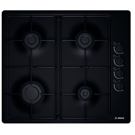 Bosch – Table de cuisson gaz 4 foyers – L 43 x P 51 cm – Revêtement acier émaillé – Allumage une main – Sécurité gaz par thermocouple