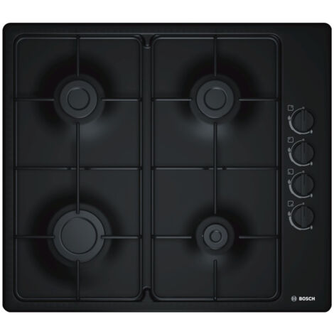 BOSCH Table de Cuisson Gaz Email 58cm 4 Foyers avec Foyer Rapide 3000W Noir - Noir