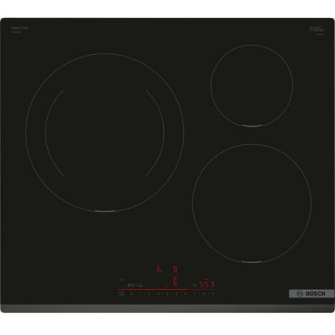 Bosch – Table induction 3 foyers – L59 x P52 cm – Puissance 7400W – Commande DirectSelect 1.0 – Fonction Home Connect - PIJ631HB1E