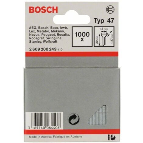 Bosch Tackernagel Typ 47, 1,8 x 1,27 x 30 mm, 1000er-Pack