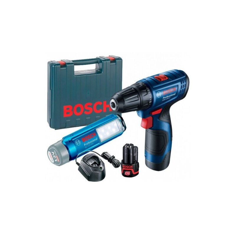 

Taladro atornillador a batería GSR120-LI 12V 2.0Ah Li-Ion con luz de batería GLI 12V-300 - 06019G8004 - Bosch