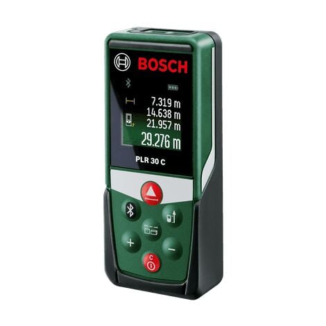 Bosch Télémètre laser PLR 30 C (avec application dédiée, bluetooth, portée : 0,05–30 m, précision : ± 2 mm, dans boîte en carton)