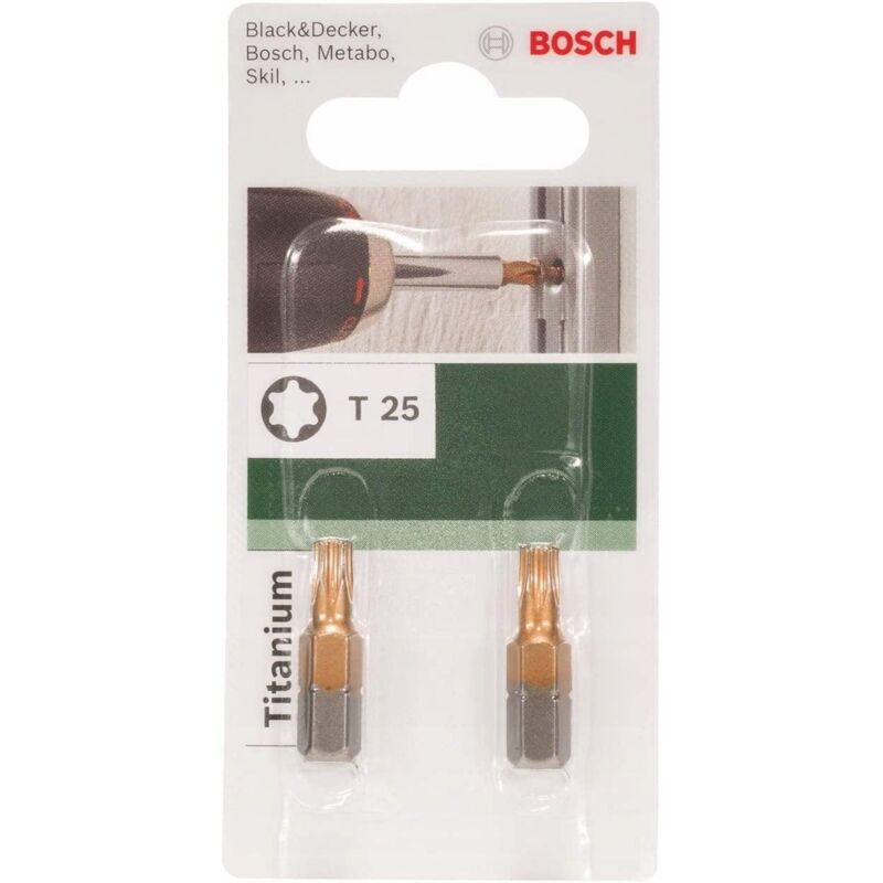 Embout Torx T 25 Bosch Accessories 2609255943 TiN Forme: C 6.3 2 pc - vue 2