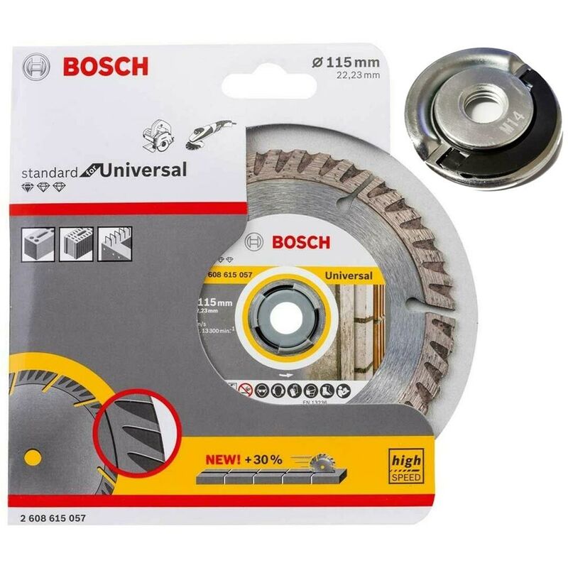Bosch - Universal Diamond Blade 4.5' 115mm High Speed + Quick Change Locking Nut