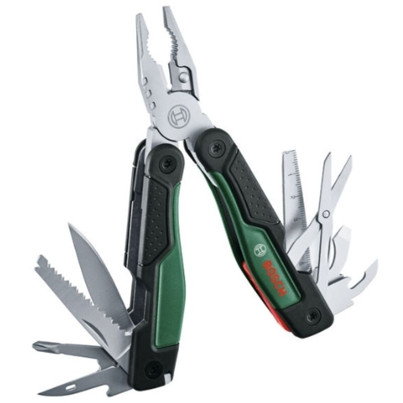 Bosch 16-in-1 multi-tool (fai da te, outdoor e campeggio, acciaio inossidabile, funzione di blocco, impugnatura antivibrazione, 16 funzioni: pinze