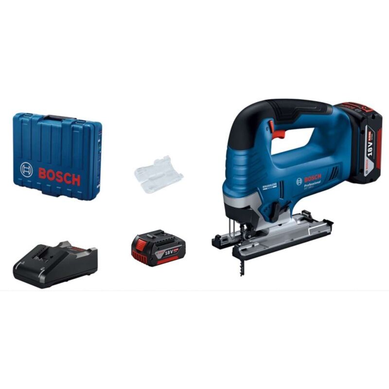 Bosch Utensili - Seghetto alternativo a batteria 18V, 2x batterie da 4,0 Ah, caricabatterie 06015B3024
