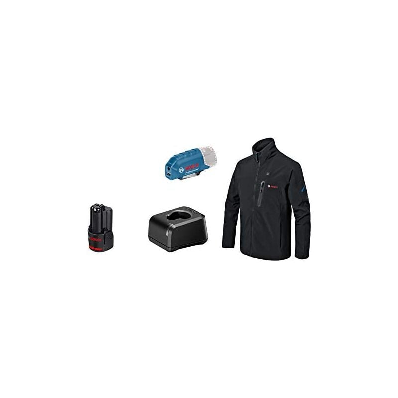 Bosch - Professional ghj 12+18V xa - Veste chauffante a batterie (Softshell, noir, taille xxl, 1 batterie 12V x 2.0 Ah)