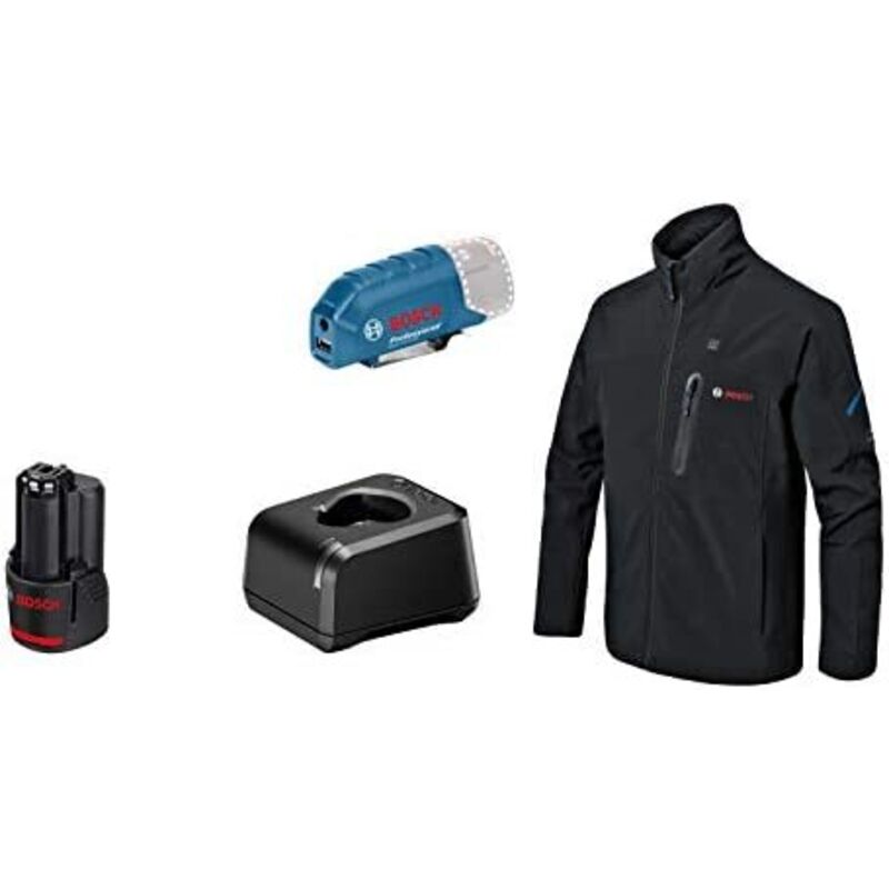 Ghj 12+18V xa - Veste chauffante a batterie (Softshell, noir, taille xxxl, 1 batterie 12V x 2.0 Ah) - Bosch Professional