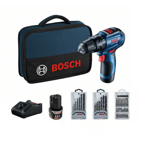 Bosch Werkzeug - 12V Akku-Bohrschrauber mit Zubehör, 2x 2,0 Ah Li-Ion Akku, Ladegerät 06019G9101