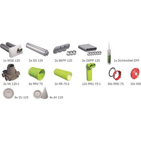 BOSCH Wohnungslüftungspaket BOPA VE102 Luftverteilpaket Rundrohr bis 130 m2 - 7739621038