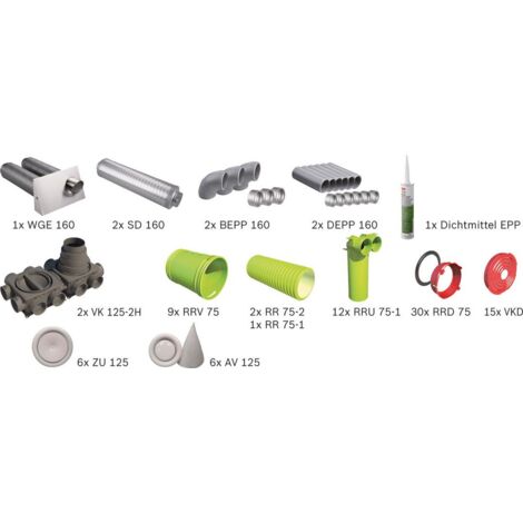 BOSCH Wohnungslüftungspaket BOPA VE103 Luftverteilpaket Rundrohr, bis 160 m2 - 7739624335