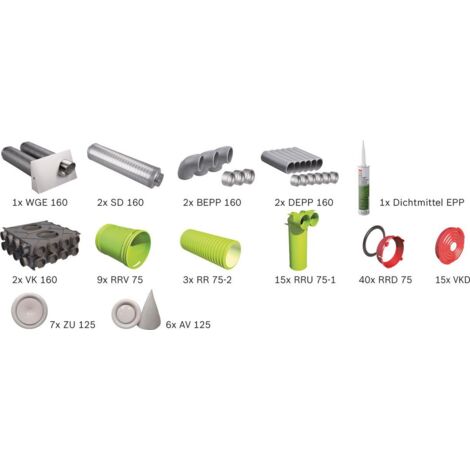 BOSCH Wohnungslüftungspaket BOPA VE104 Luftverteilpaket Rundrohr bis 250 m2 - 7739621040