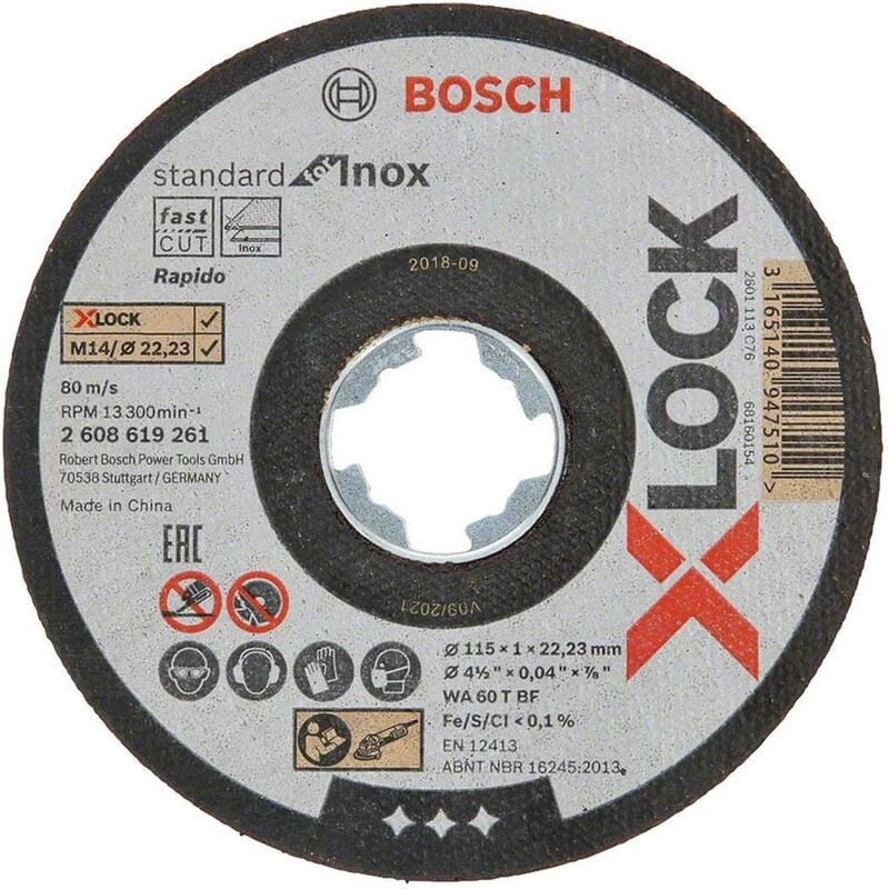 115mm 1mm x-lock Thin Slit Cutting Discs Blades Inox 4.5'' 2608619261 - Bosch