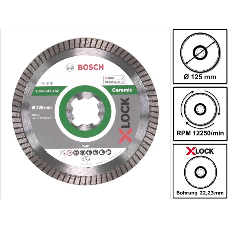 Bosch - X-Lock Best for Ceramic Extra Clean Turbo Disco diamantato per smerigliatrice - 125x1,4 mm