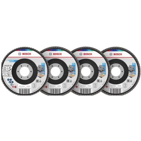 Bosch X451 Fächerschleifscheiben Set, 115 x 22,23 mm, K40/K60/K80/K120, Z27, 60-tlg.