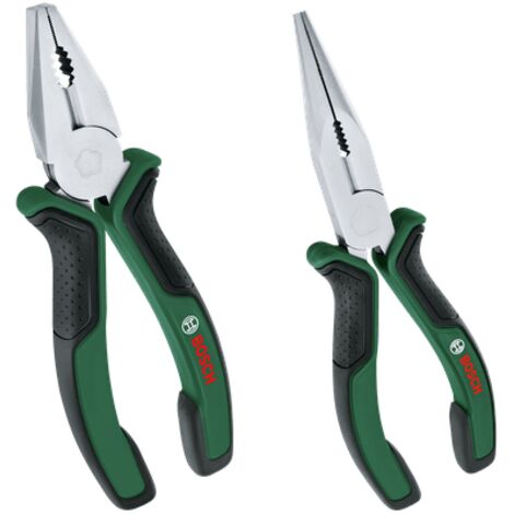 Bosch Zangen (Kombizange und Spitzzange, ergonomisch, matte Chrom-Nickel-Beschichtung, 2-teilig)