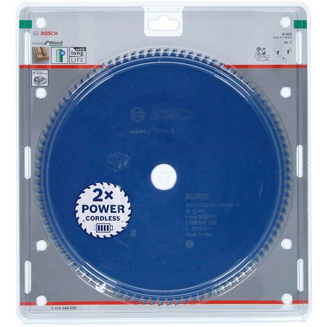 Bosch Accessories Lama Per Sega Circolare Expert For Wood (Legno, 305 x 30 x 2.2 mm, 96 Denti, Accessorio Per Sega Circolare A Batteria)