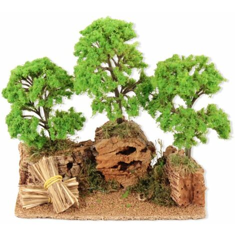 BOSCHETO 3 ALBERI VERDI PER PRESEPI O MODELLISMO