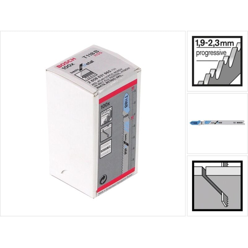 Professional 100x Lame per seghetto alternativo t 118 b Basic for Metal (per Lamiere di acciaio, accessorio Seghetto alternativo) - Bosch
