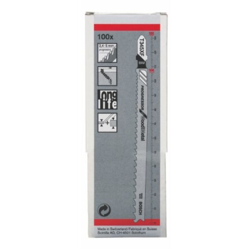 Lama per seghetto alternativo PRO Multi Material spessa e sottile T345XF, 132 mm, 100 pezzi