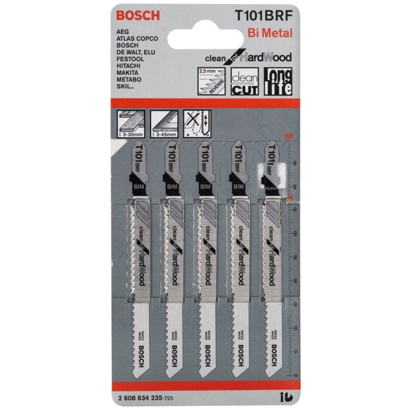 Lama Seghetto Alternativo Per Legno, Fine Taglio Dritto, n. Bosch t 101 Brf Sega Lama Di Qualità Bim Lunghezza Totale 100 Millimetri No Di Denti: 2,5